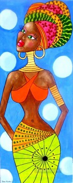 African Painting - black beauty in fashion African
